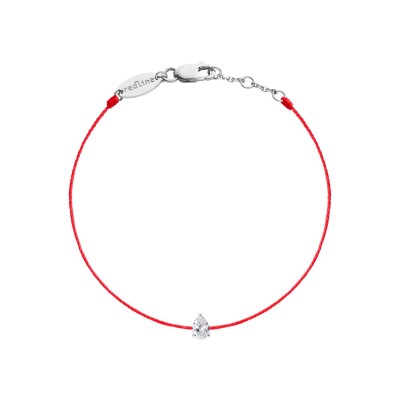 Bracelet Redline Altesse fil cerise avec diamant 0.10 ct en serti griffe, or blanc