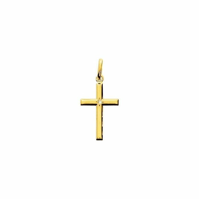 Pendentif religieux Croix en or blanc et diamant