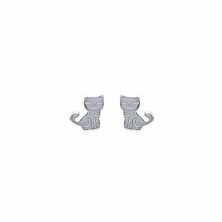 Boucles d'oreilles chats en argent rhodié