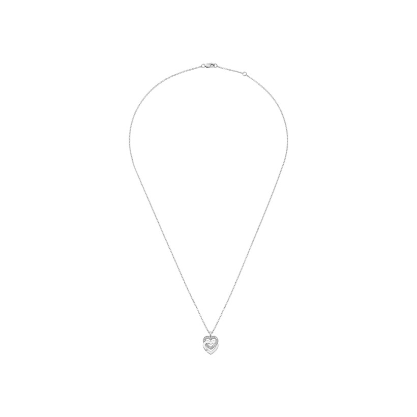 dinh van Double Coeurs R10 pendant with chain, white gold, diamonds