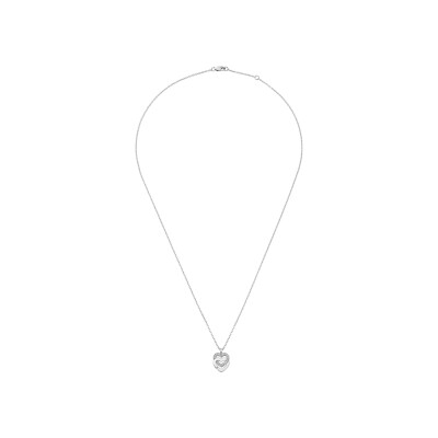 Pendentif dinh van sur chaîne Double Cœurs R10 en or blanc et diamants