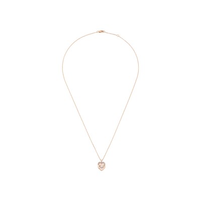 Pendentif dinh van sur chaîne Double Cœurs R10 en or rose et diamants