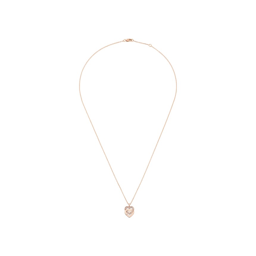 dinh van Double Coeurs R10 pendant with chain, rose gold, diamonds