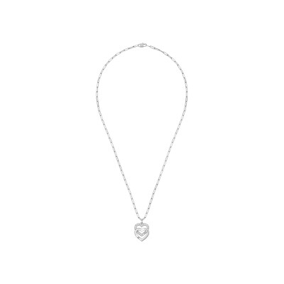 Pendentif dinh van Double Coeurs R15 en or blanc et diamants