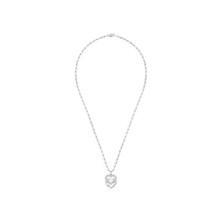 Pendentif dinh van Double Coeurs R15 en or blanc et diamants