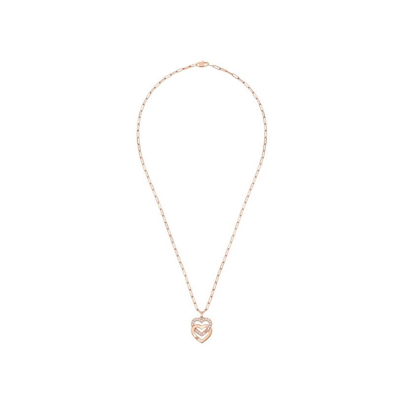 dinh van Double Coeurs R15 pendant, rose gold and diamonds