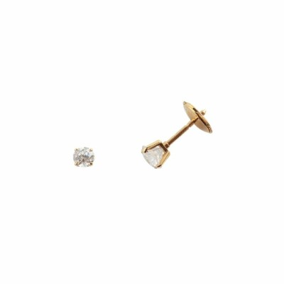 Boucles d'oreilles serti 4 griffes en or jaune et diamants de 0.40ct