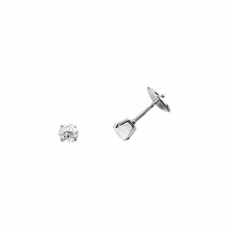 Boucles d'oreilles serti 4 griffes en or blanc et diamants de 0.60ct