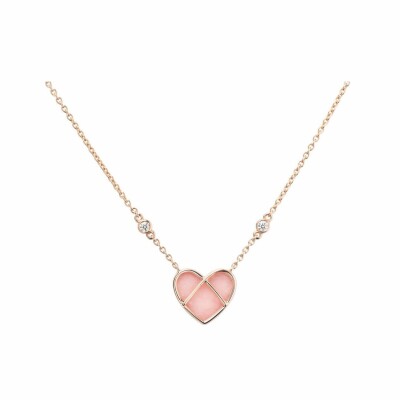 Collier Poiray L'Attrape Coeur petit modèle en or rose et opale rose