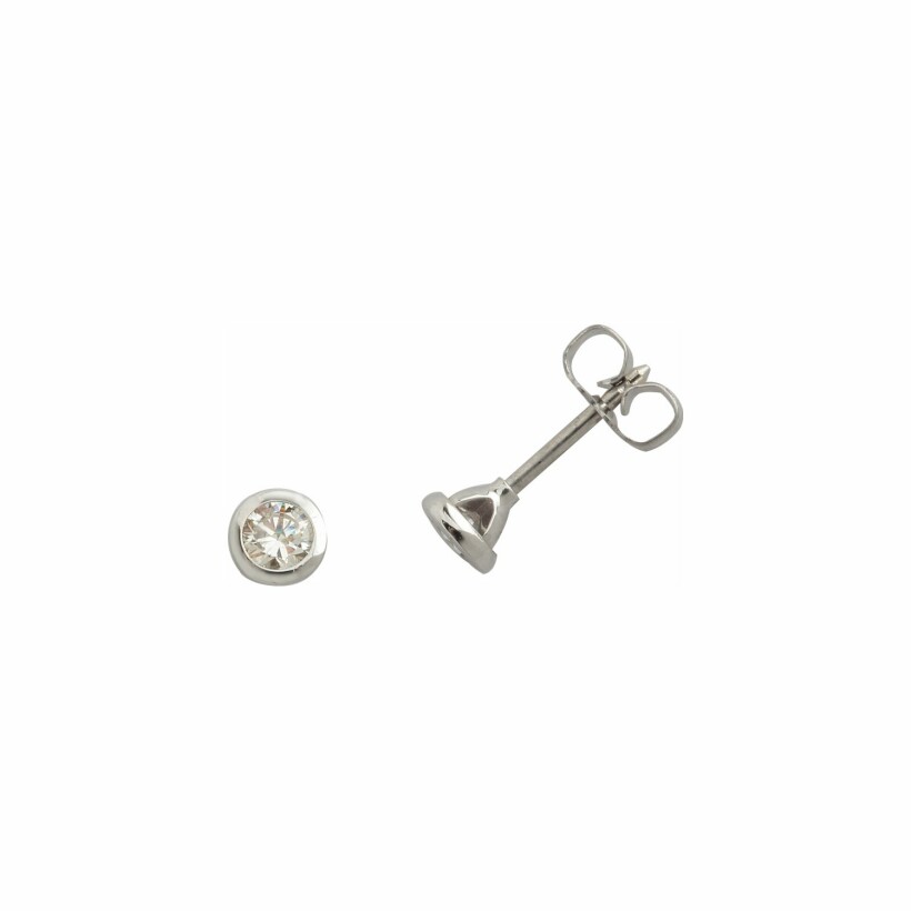 Bezel-set earrings, white gold and 0.20ct HSI diamonds 