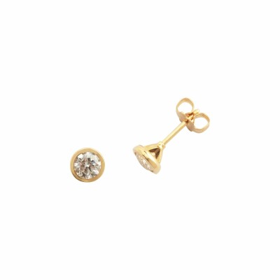 Boucles d'oreilles serti clos en or jaune et diamants de 0.40ct