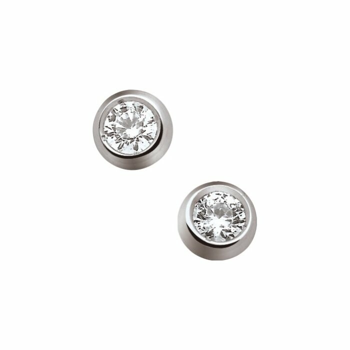 Boucles d'oreilles puces Garel Only Diamond en or blanc et diamants de 0.2ct