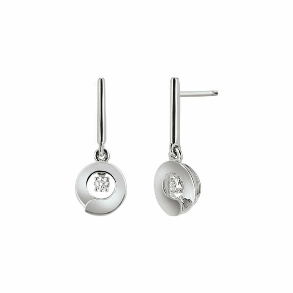 Boucles d'oreilles pendantes Garel Envol en or blanc et diamants de 0.1ct