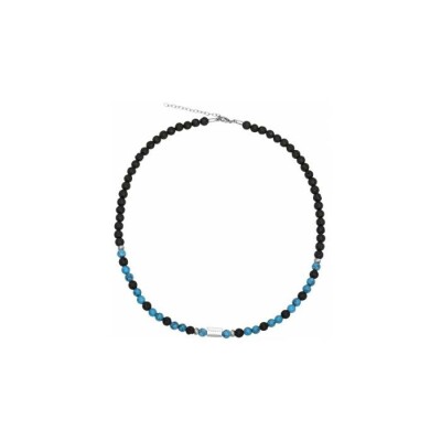 Collier Phebus en acier et turquoise synthétique