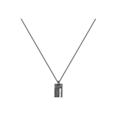 Collier mono-motif Phebus en acier noirci et diamant