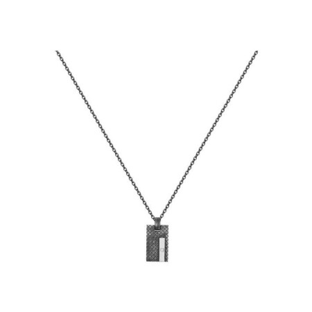 Collier mono-motif Phebus en acier noirci et diamant