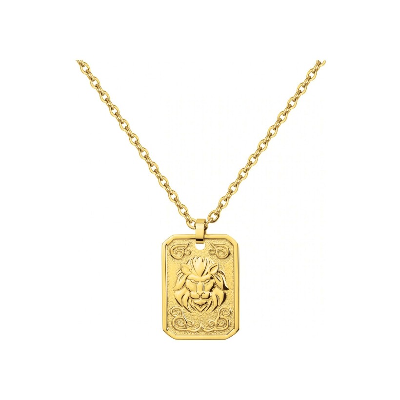 Collier Phebus médaille lion en métal doré