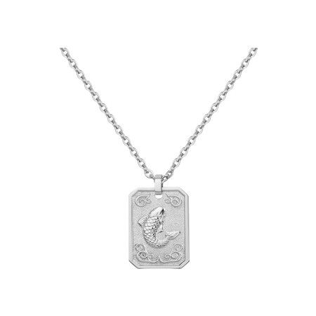 Collier Phebus médaille poisson en acier