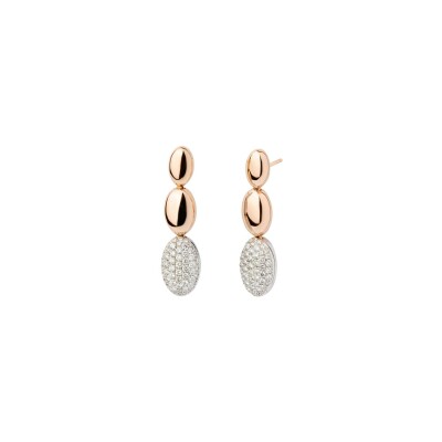 Boucles d’oreilles en or gris et or rose avec motifs pavés de diamants (1,28 ct).
