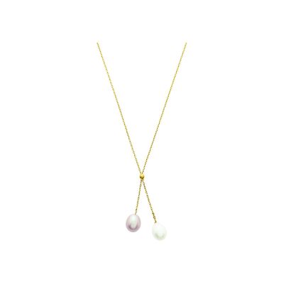 Collier en or jaune et perle de culture, taille 42cm