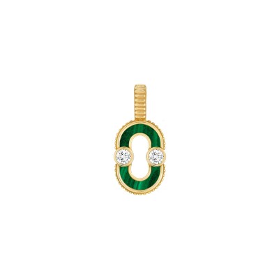 Pendentif Viltier Magnetic en or jaune, malachite, nacre et diamants