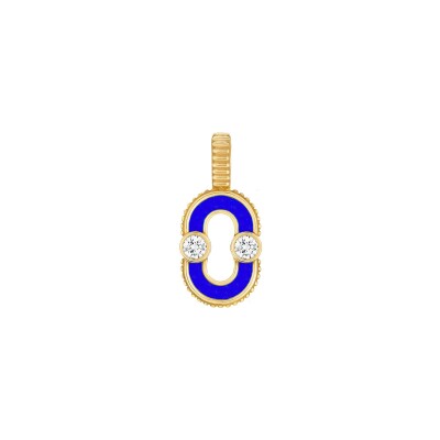 Pendentif Viltier Magnetic en or jaune, lapis lazuli, nacre et diamants