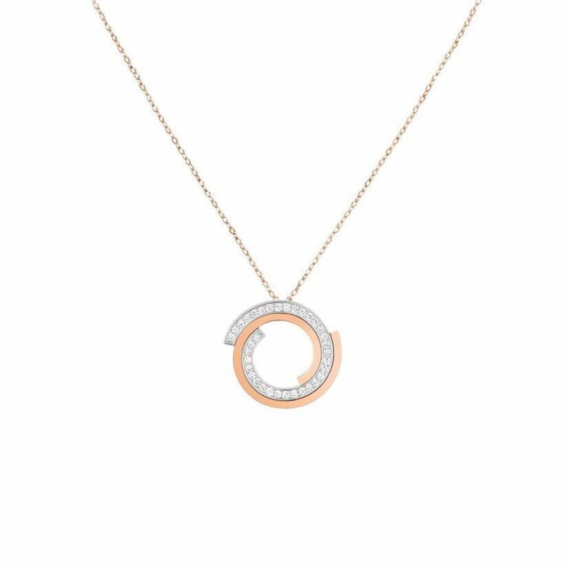 Pendentif sur chaîne dinh van Spirale petit modèle en Or blanc, or rose et Diamant