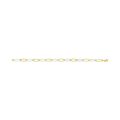 Bracelet fantaisie en or jaune et or blanc, taille 18cm