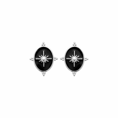 Boucles d'oreilles en argent rhodié et émail