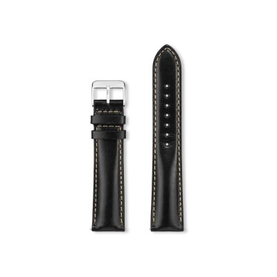 Bracelet montre Rochet Colorado en cuir pull-up mat noir - 22mm