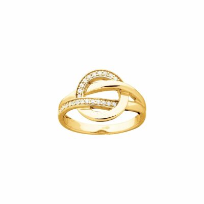 Bague en plaqué or et oxydes de zirconium