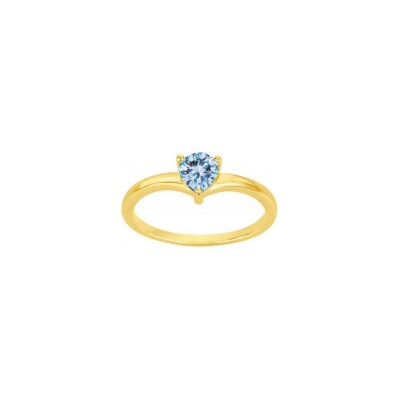 Bague en plaqué or et spinelle bleue, taille 54