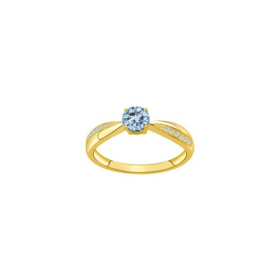 Bague en plaqué or et spinelle bleue, taille 52