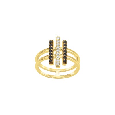 Bague en plaqué or et oxydes de zirconium, taille 52