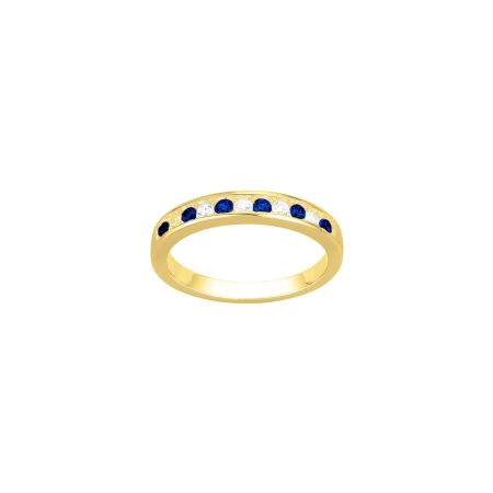 Bague en plaqué or et oxydes de zirconium blancs et bleus