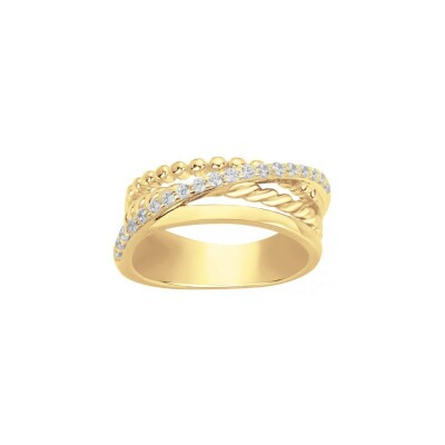 Bague en plaqué or et oxydes de zirconium, taille 58