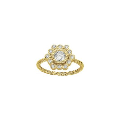 Bague en plaqué or et oxydes de zirconium