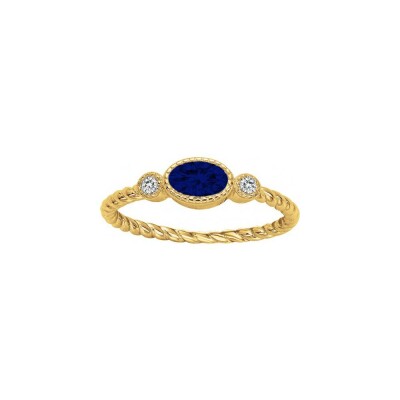 Bague en plaqué or et oxyde de zirconium, taille 54