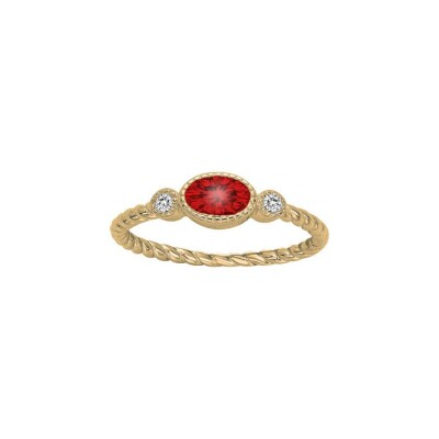 Bague en plaqué or et oxyde de zirconium, taille 54