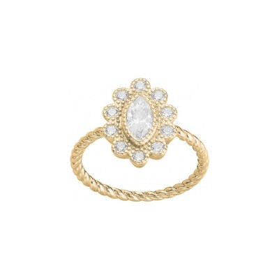 Bague en plaqué or et oxyde de zirconium, taille 54
