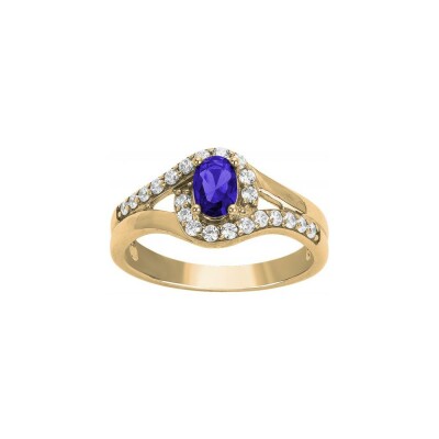 Bague en plaqué or et oxyde de zirconium, taille 56