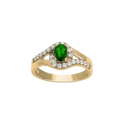 Bague en plaqué or et oxyde de zirconium, taille 56