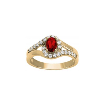 Bague en plaqué or et oxyde de zirconium, taille 56
