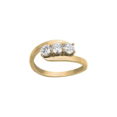 Bague en plaqué or et oxyde de zirconium, taille 56