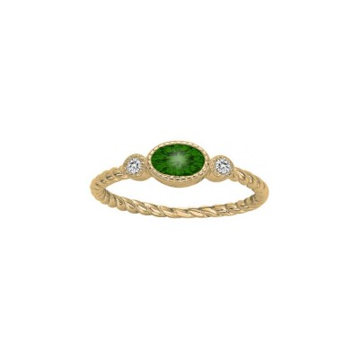 Bague en plaqué or et oxyde de zirconium, taille 54