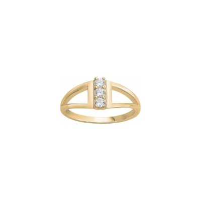 Bague en plaqué or et oxyde de zirconium, taille 54
