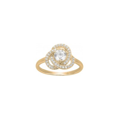 Bague en plaqué or et oxyde de zirconium, taille 56