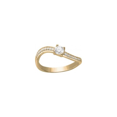 Bague en plaqué or et oxyde de zirconium, taille 56