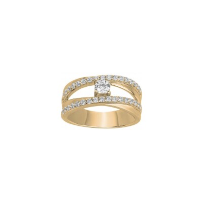 Bague en plaqué or et oxyde de zirconium, taille 56