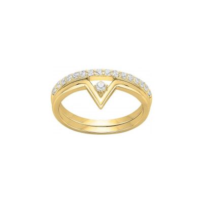 Bague en plaqué or et oxyde de zirconium